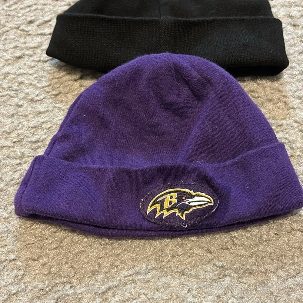 Baltimore Ravens Football Baby Hat- purple and other plain black baby hat-